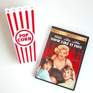 Some Like It Hot DVD W/ 2 New Retro Style Popcorn Containers Great Movie Bundle